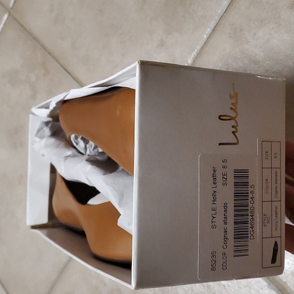 Holly Leather Cognac Pointed Toe Flats - Picture 8 of 8